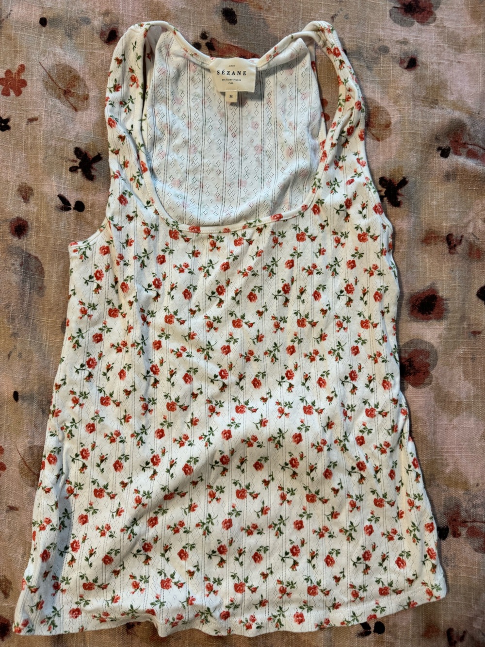 Sezane Juan Top Pointelle Mady Print - Size M